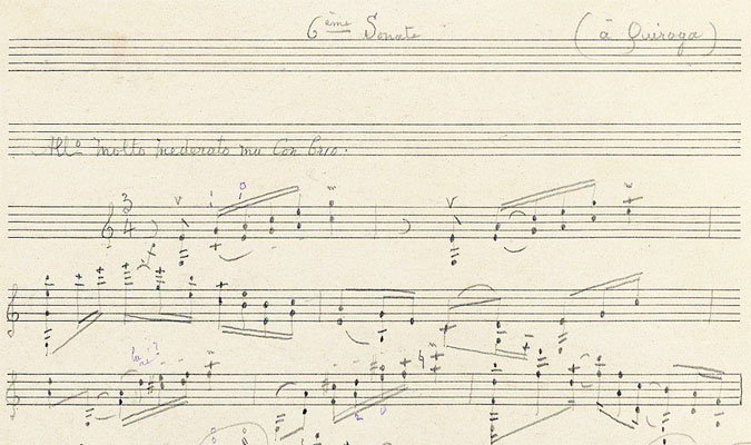 De onvoltooide vioolsonate, opgedragen aan Manuel Quiroga (collectie Koninklijk Conservatorium Brussel)